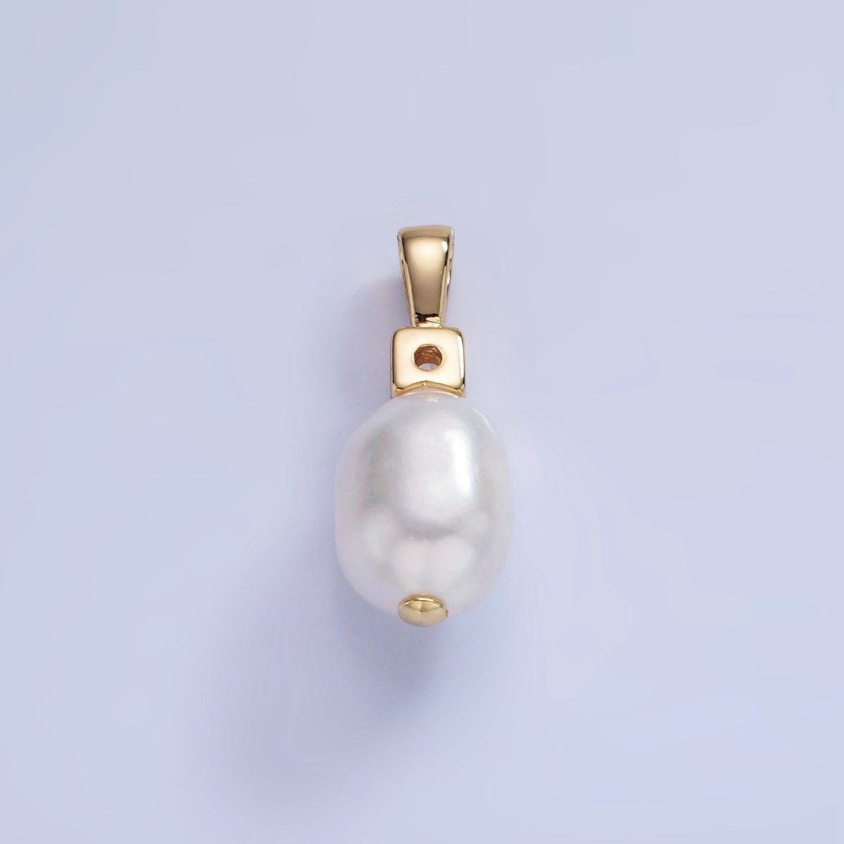 14K Gold Filled 20mm Freshwater Pearl Oval CZ Pendant | P1726 - DLUXCA