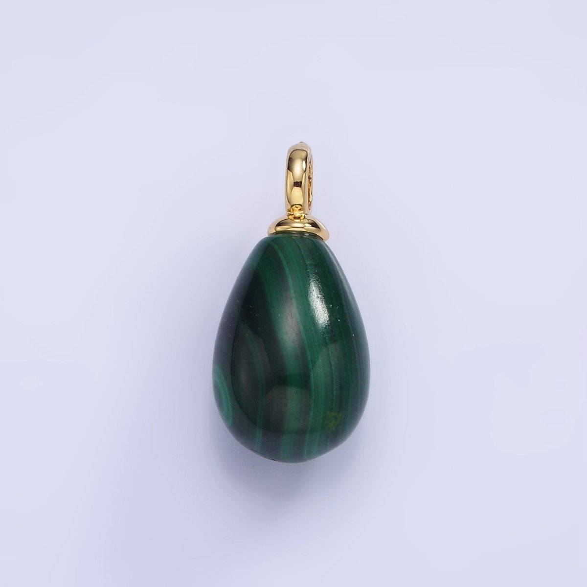 14K Gold Filled 20mm Green Malachite Gemstone Teardrop Charm | AG623 - DLUXCA