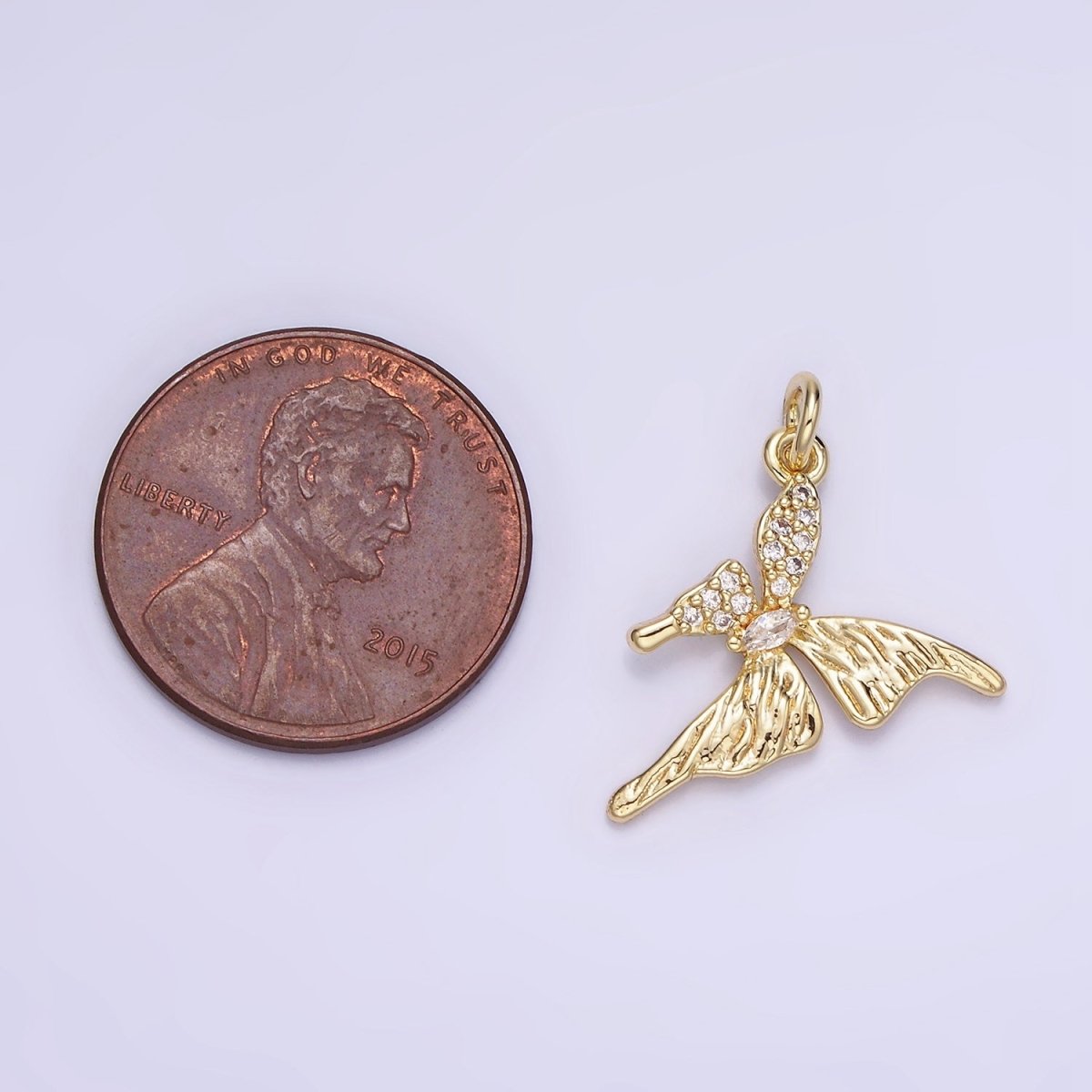 14K Gold Filled 20mm Micro Paved CZ Butterfly Insect Wings | AG734 - DLUXCA