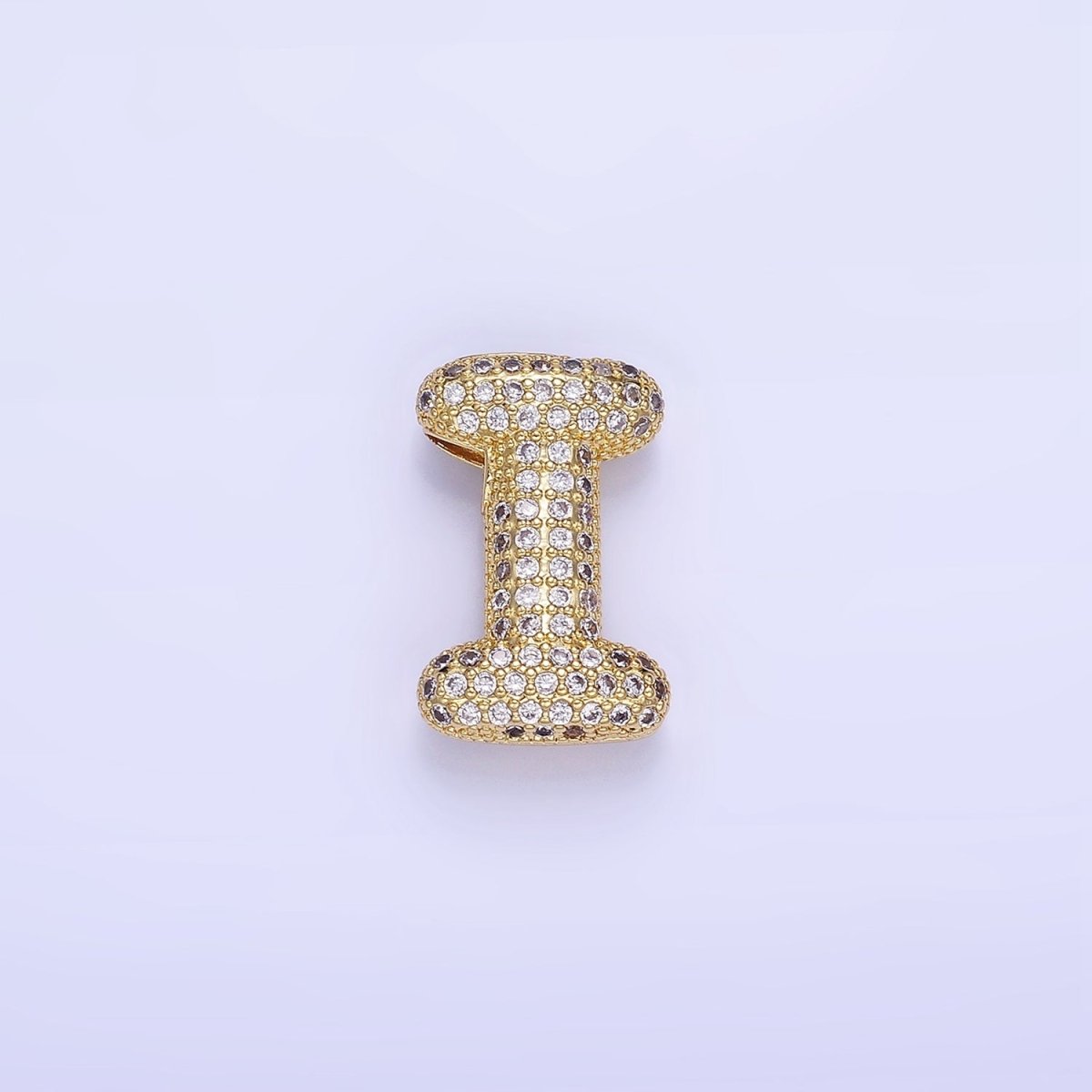 14K Gold Filled 20mm Micro Paved CZ Chubby Balloon Initial Letter | A1383 - A1395 - DLUXCA