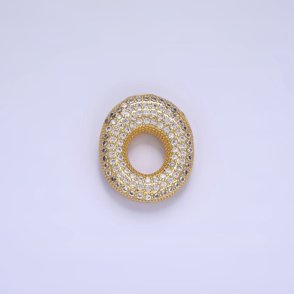 14K Gold Filled 20mm Micro Paved CZ Chubby Balloon Initial Letter | A1383 - A1395 - DLUXCA