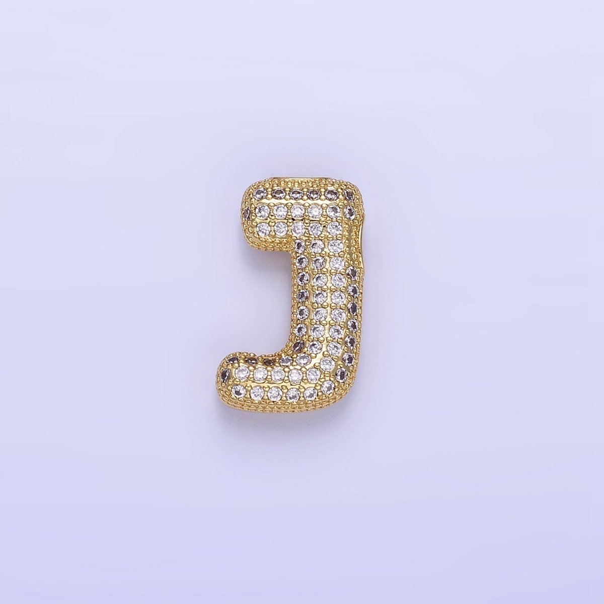 14K Gold Filled 20mm Micro Paved CZ Chubby Balloon Initial Letter | A1383 - A1395 - DLUXCA