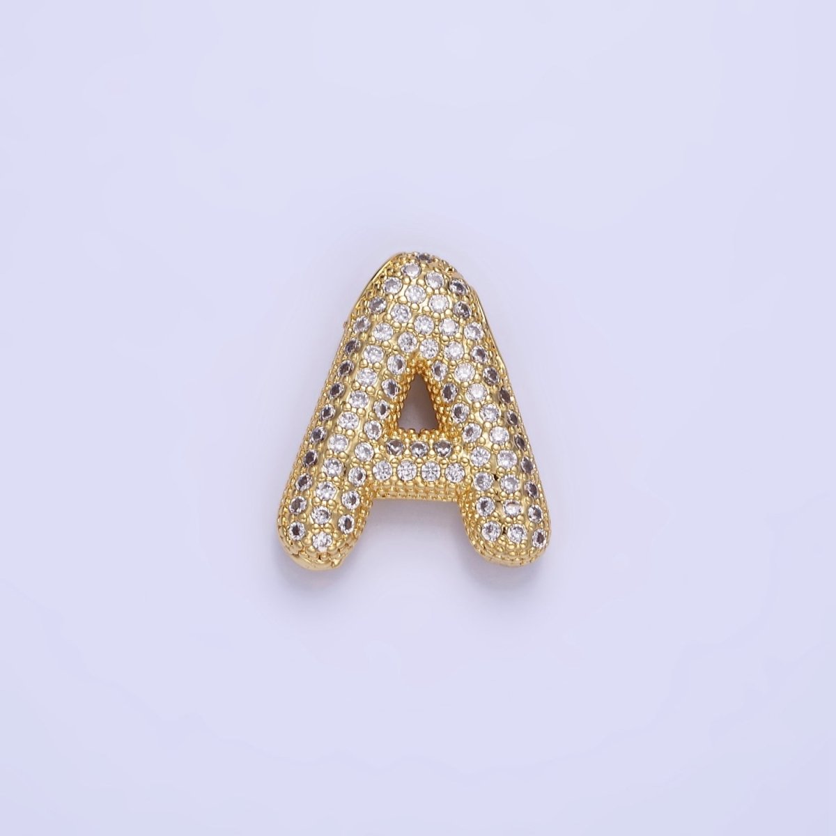 14K Gold Filled 20mm Micro Paved CZ Chubby Balloon Initial Letter | A1383 - A1395 - DLUXCA