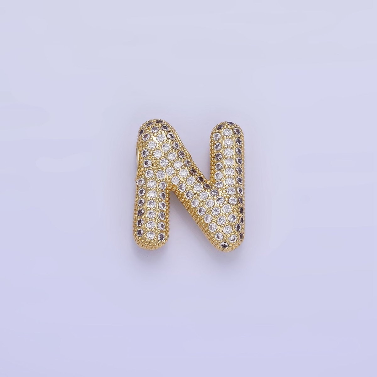 14K Gold Filled 20mm Micro Paved CZ Chubby Balloon Initial Letter | A1383 - A1395 - DLUXCA
