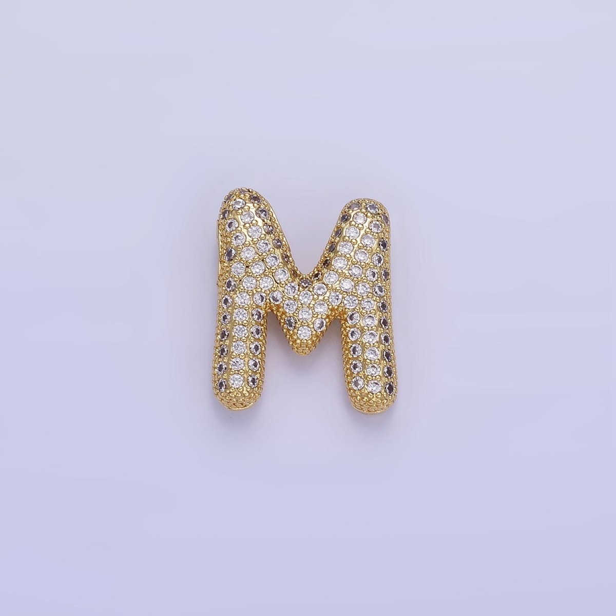 14K Gold Filled 20mm Micro Paved CZ Chubby Balloon Initial Letter | A1383 - A1395 - DLUXCA