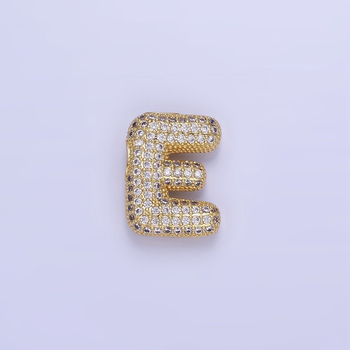 14K Gold Filled 20mm Micro Paved CZ Chubby Balloon Initial Letter | A1383 - A1395 - DLUXCA