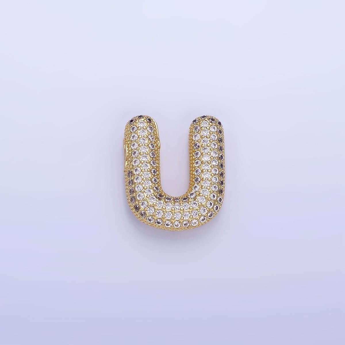 14K Gold Filled 20mm Micro Paved CZ Chubby Balloon Initial Letter | A1383 - A1395 - DLUXCA