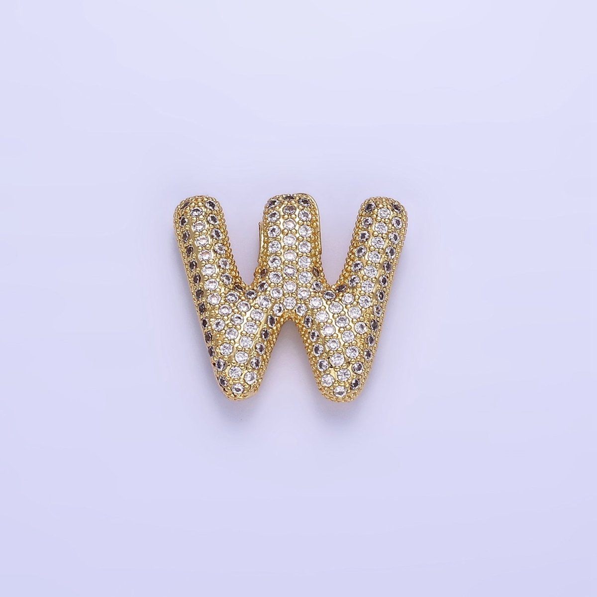 14K Gold Filled 20mm Micro Paved CZ Chubby Balloon Initial Letter | A1383 - A1395 - DLUXCA