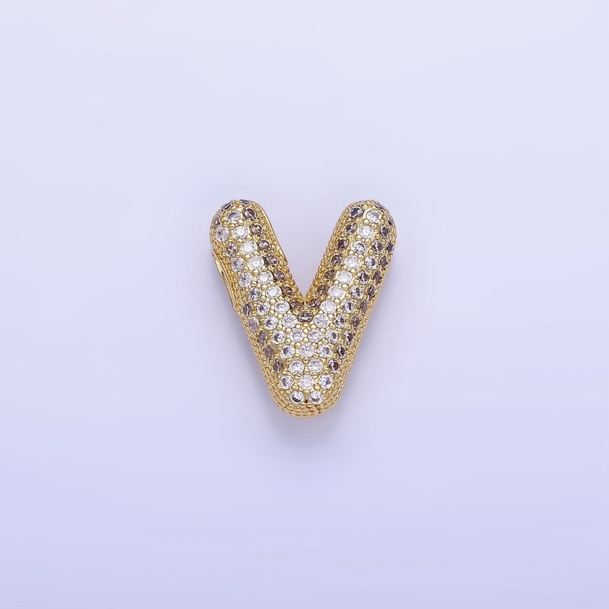 14K Gold Filled 20mm Micro Paved CZ Chubby Balloon Initial Letter | A1383 - A1395 - DLUXCA