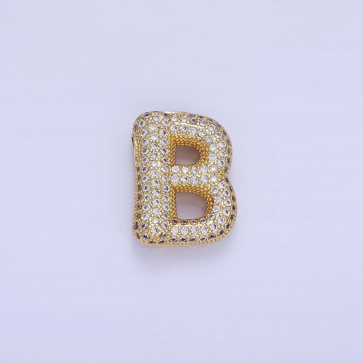 14K Gold Filled 20mm Micro Paved CZ Chubby Balloon Initial Letter | A1383 - A1395 - DLUXCA