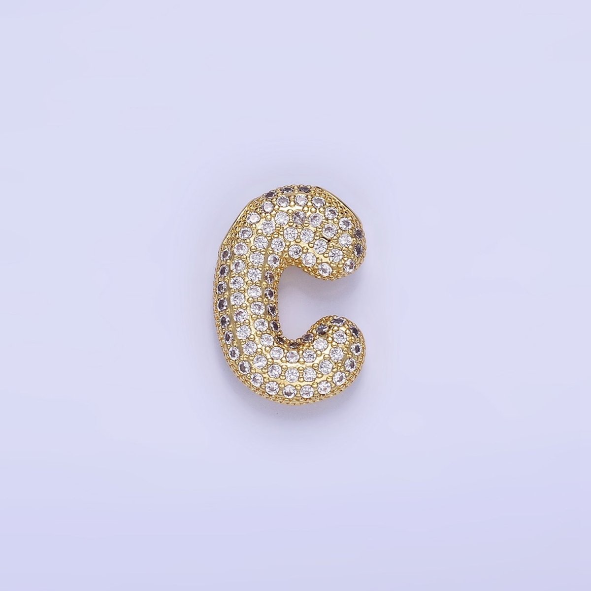 14K Gold Filled 20mm Micro Paved CZ Chubby Balloon Initial Letter | A1383 - A1395 - DLUXCA