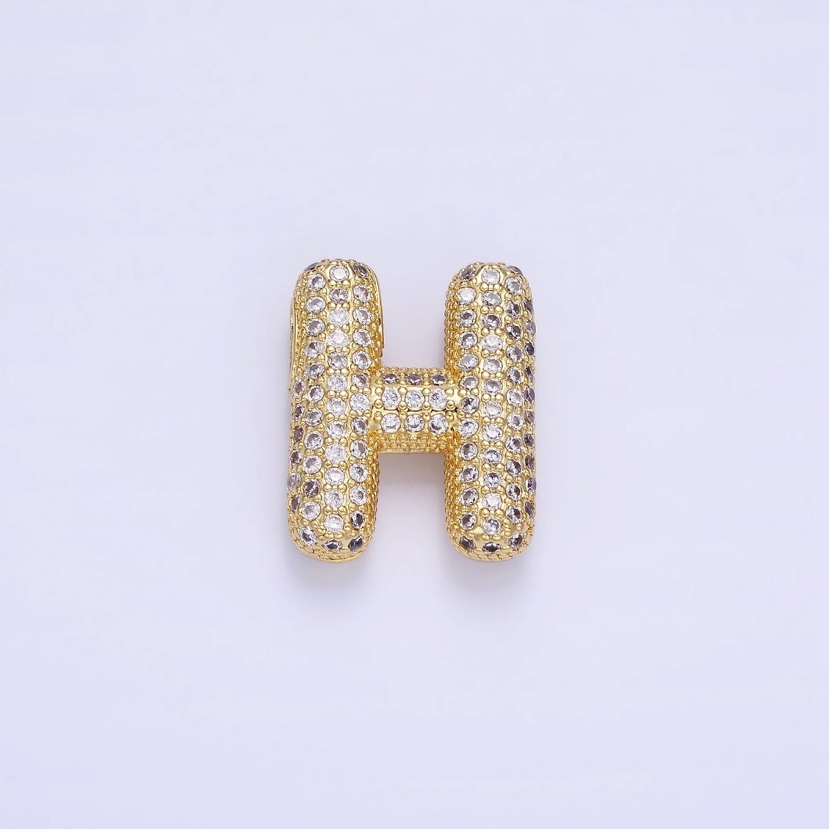 14K Gold Filled 20mm Micro Paved CZ Chubby Balloon Initial Letter | A1383 - A1395 - DLUXCA