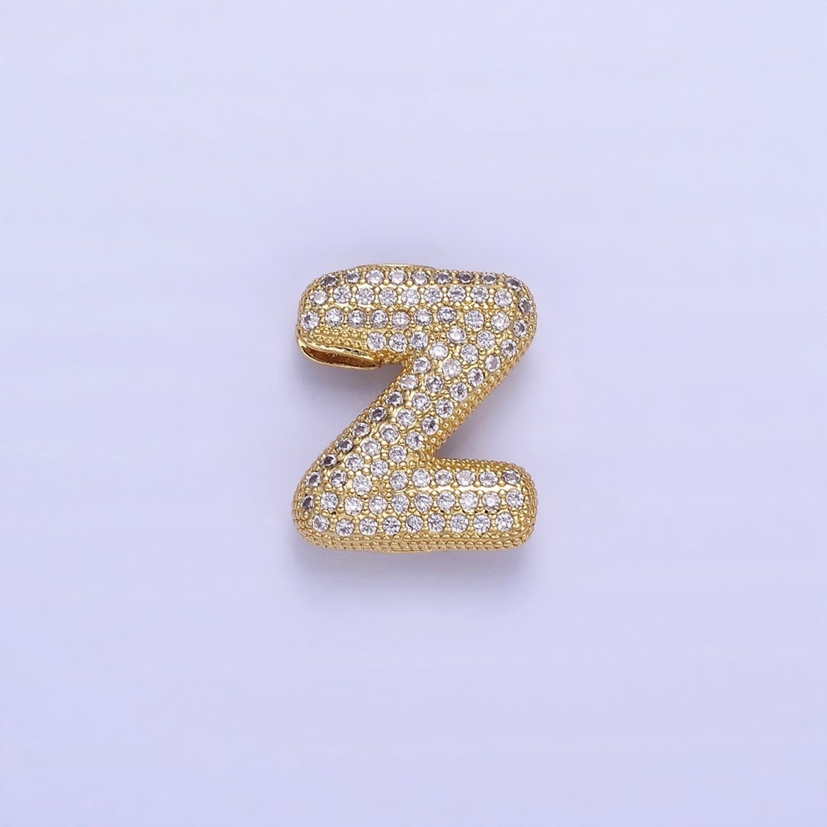 14K Gold Filled 20mm Micro Paved CZ Chubby Balloon Initial Letter | A1383 - A1395 - DLUXCA