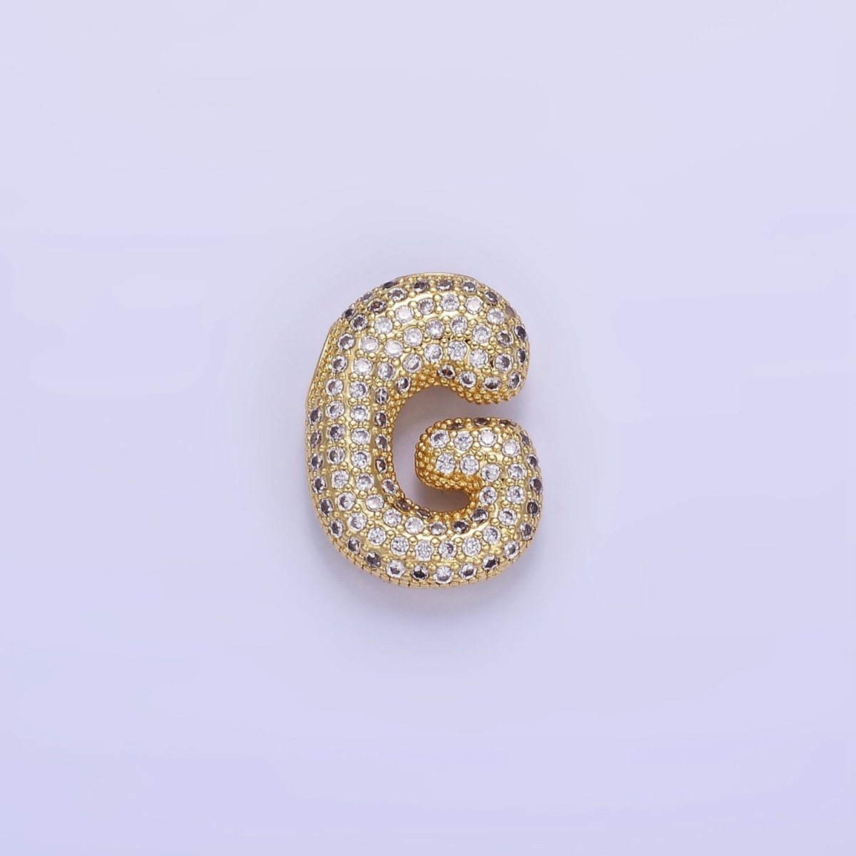 14K Gold Filled 20mm Micro Paved CZ Chubby Balloon Initial Letter | A1383 - A1395 - DLUXCA