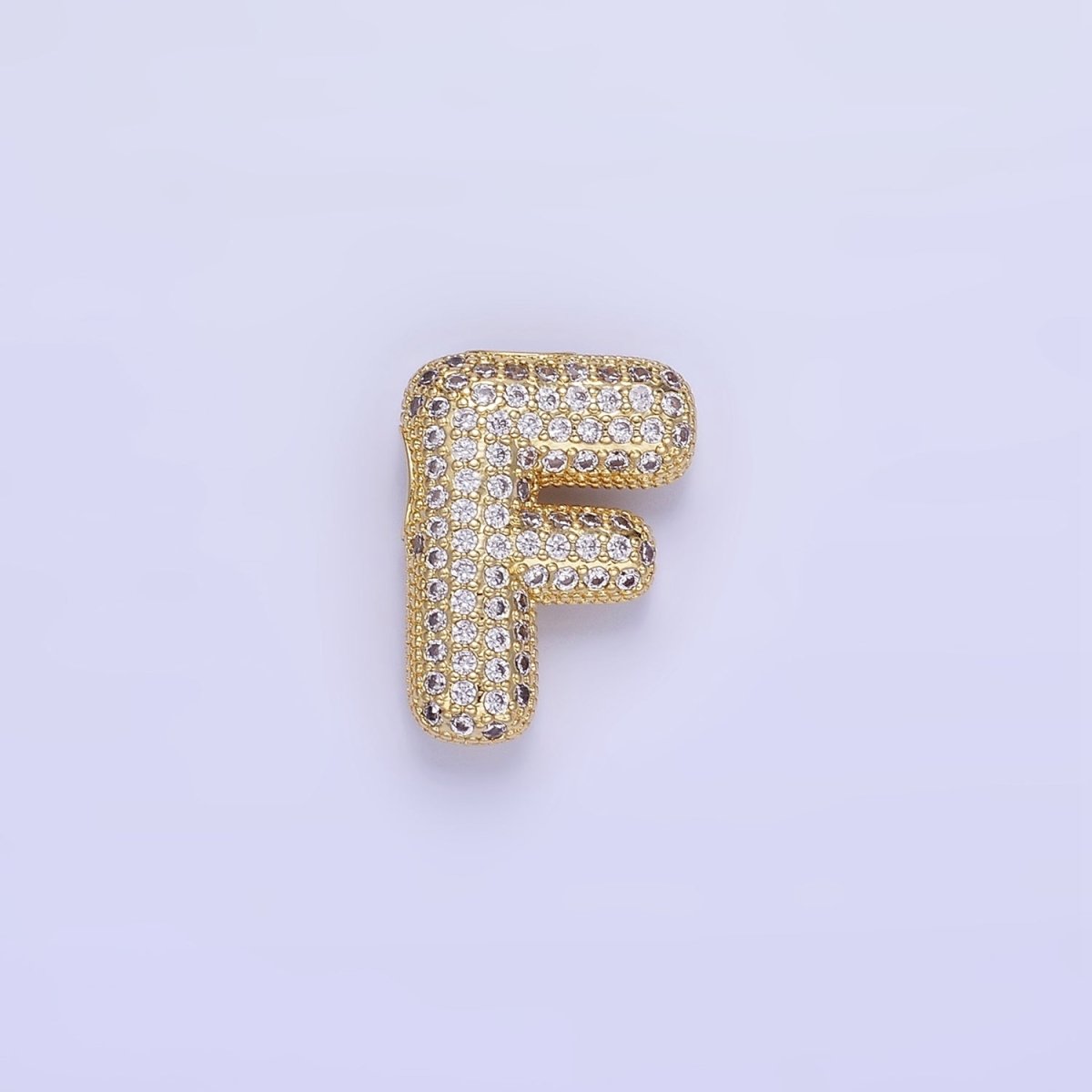 14K Gold Filled 20mm Micro Paved CZ Chubby Balloon Initial Letter | A1383 - A1395 - DLUXCA