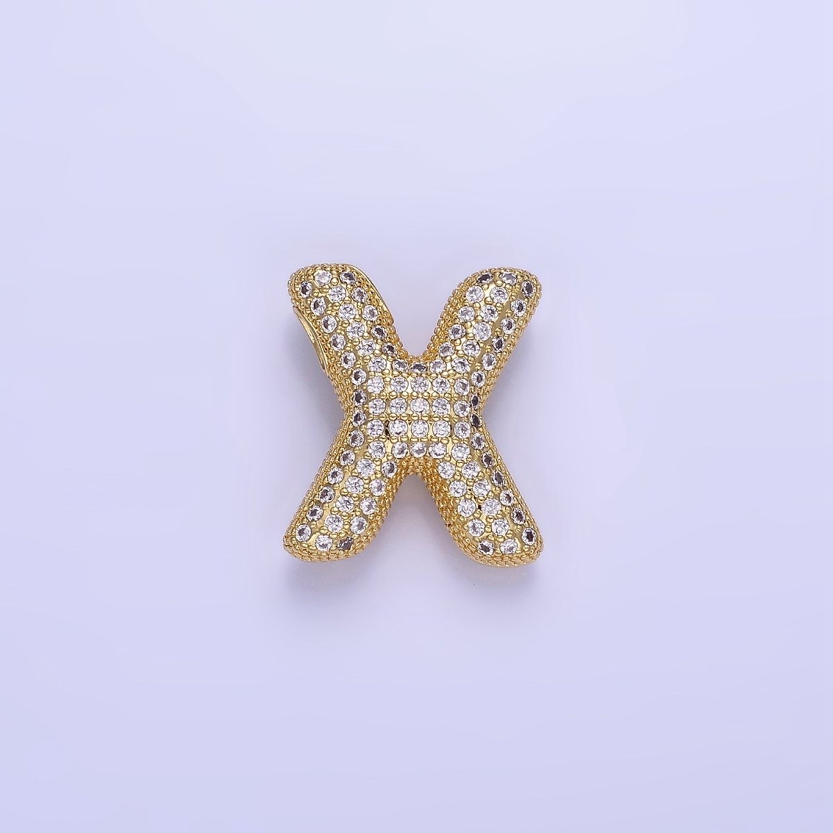 14K Gold Filled 20mm Micro Paved CZ Chubby Balloon Initial Letter | A1383 - A1395 - DLUXCA
