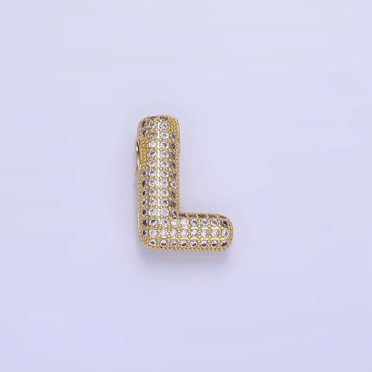 14K Gold Filled 20mm Micro Paved CZ Chubby Balloon Initial Letter | A1383 - A1395 - DLUXCA