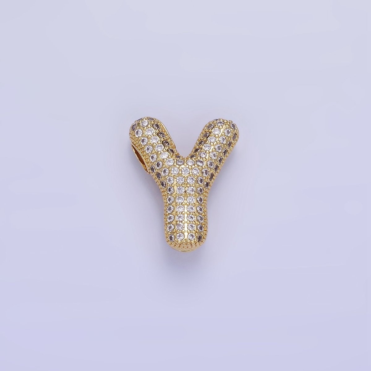 14K Gold Filled 20mm Micro Paved CZ Chubby Balloon Initial Letter | A1383 - A1395 - DLUXCA