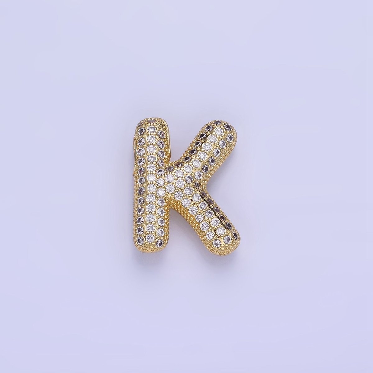14K Gold Filled 20mm Micro Paved CZ Chubby Balloon Initial Letter | A1383 - A1395 - DLUXCA