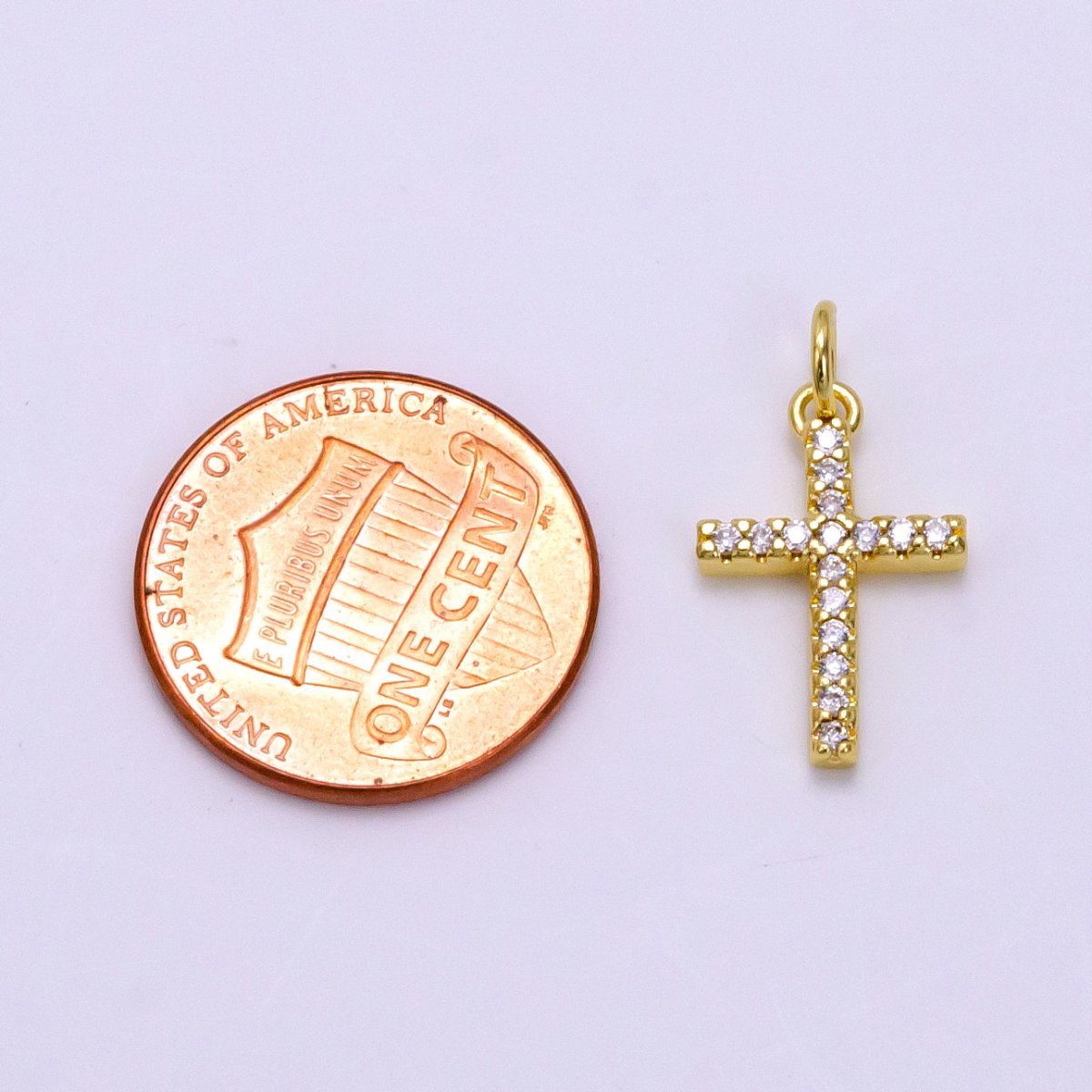 14K Gold Filled 20mm Micro Paved CZ Latin Cross Charm | W497 - DLUXCA