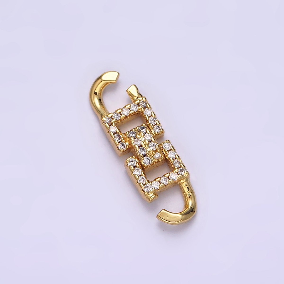 14K Gold Filled 20mm Modern Geometric Square Micro Paved CZ Link Connector | Y-750 - DLUXCA
