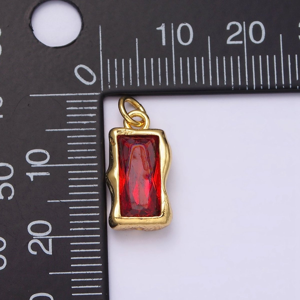 14K Gold Filled 20mm Molten Baguette Personalized Birth Month CZ Charm | AC1505 - AC1516 - DLUXCA