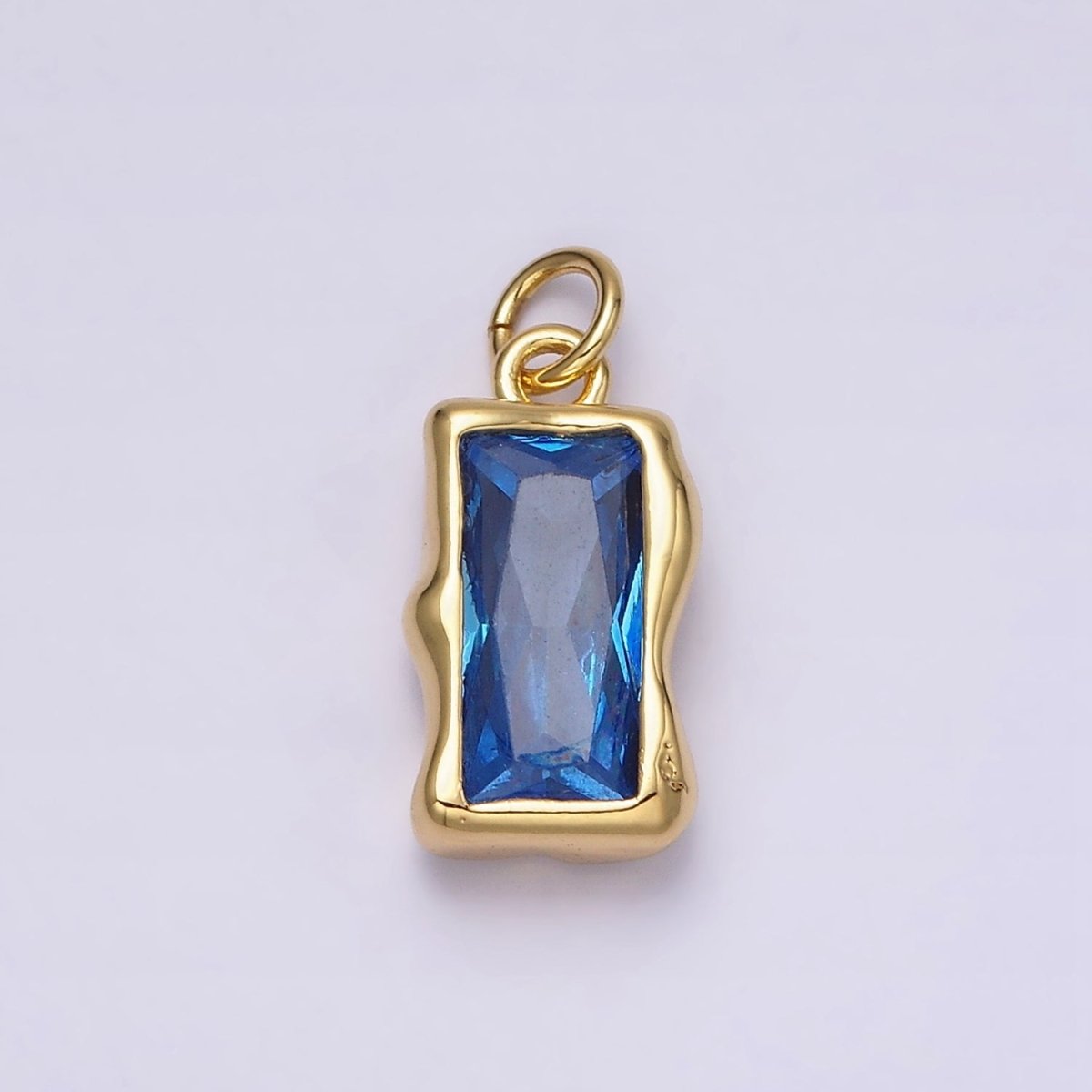 14K Gold Filled 20mm Molten Baguette Personalized Birth Month CZ Charm | AC1505 - AC1516 - DLUXCA