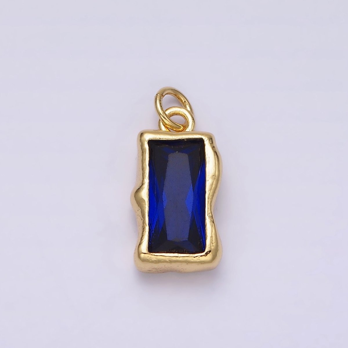 14K Gold Filled 20mm Molten Baguette Personalized Birth Month CZ Charm | AC1505 - AC1516 - DLUXCA