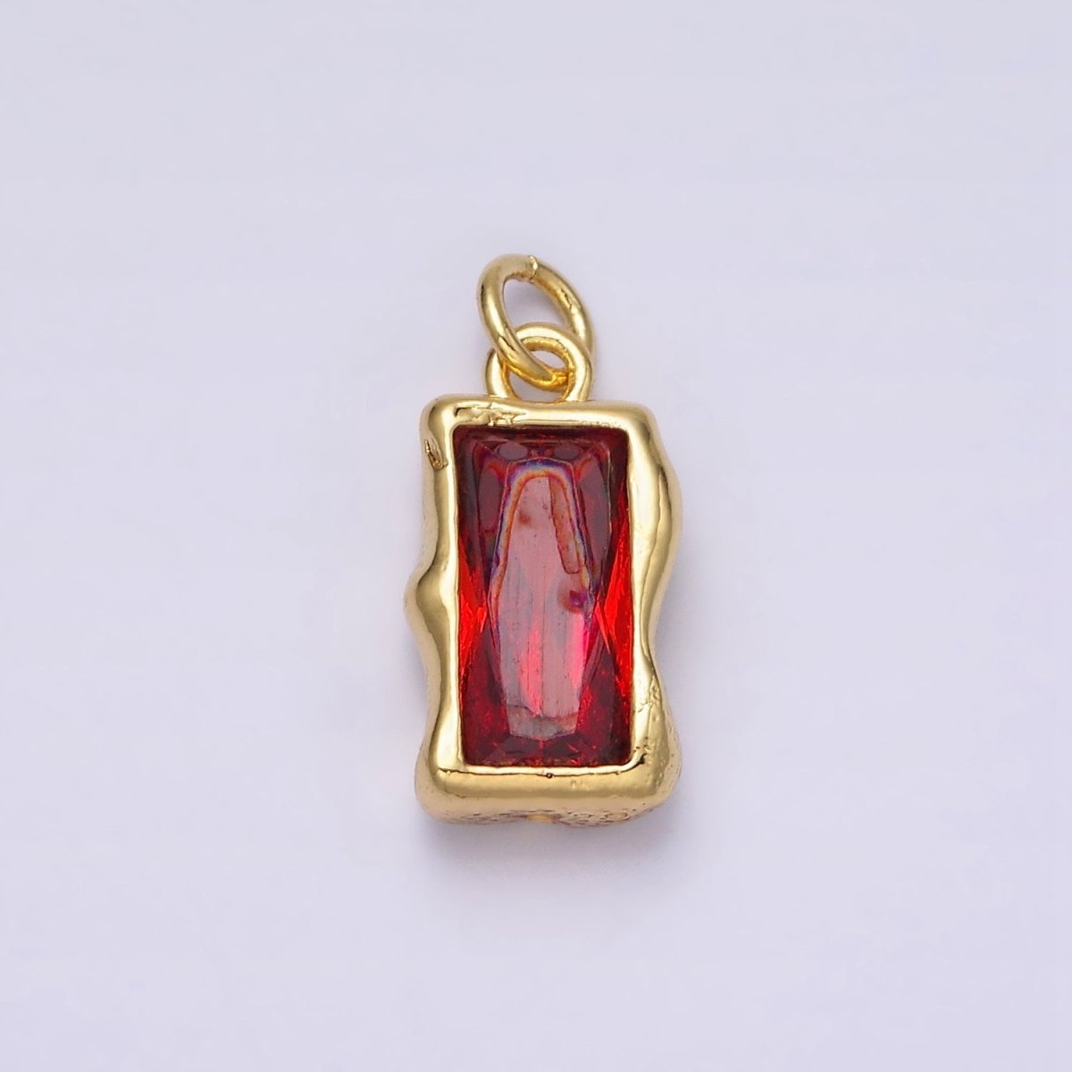 14K Gold Filled 20mm Molten Baguette Personalized Birth Month CZ Charm | AC1505 - AC1516 - DLUXCA