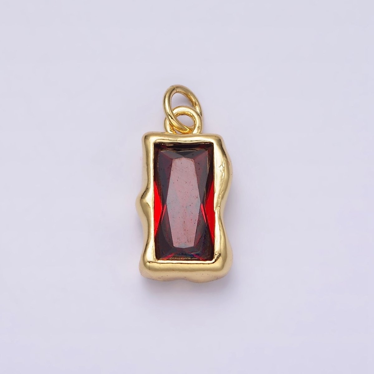 14K Gold Filled 20mm Molten Baguette Personalized Birth Month CZ Charm | AC1505 - AC1516 - DLUXCA