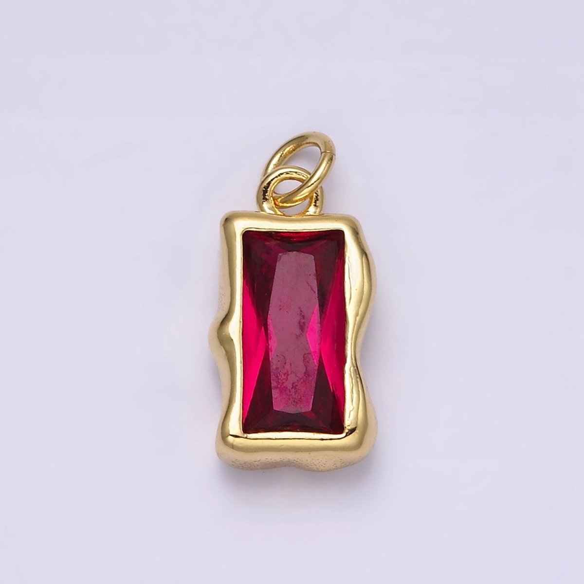 14K Gold Filled 20mm Molten Baguette Personalized Birth Month CZ Charm | AC1505 - AC1516 - DLUXCA