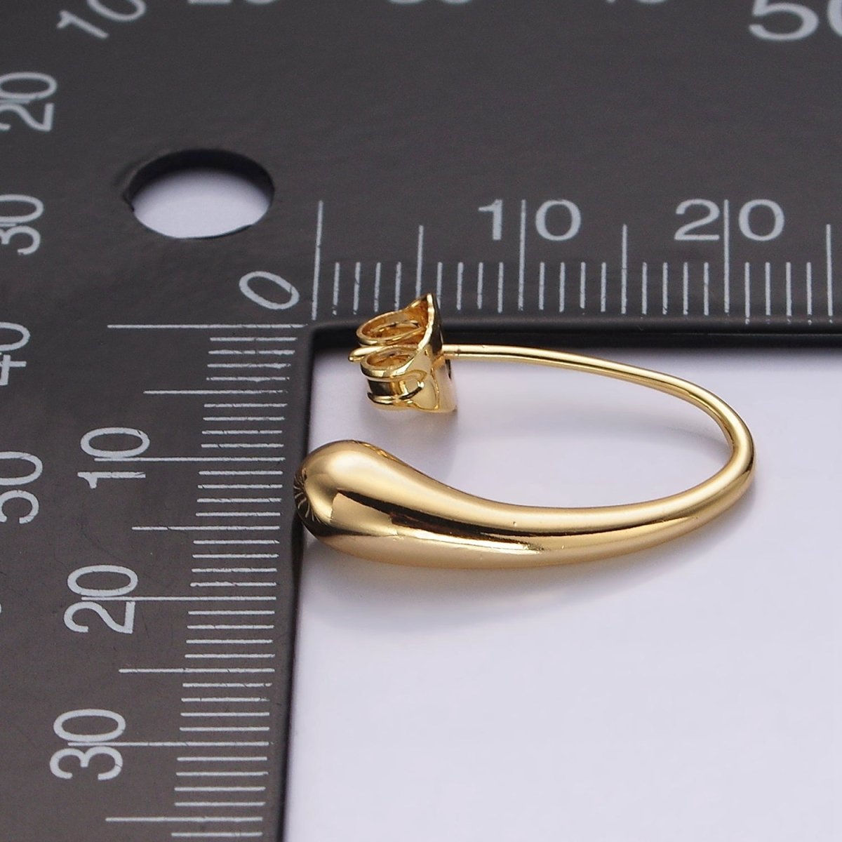 14K Gold Filled 20mm Molten Drop Minimalist French Hook Earrings | AE-966 - DLUXCA