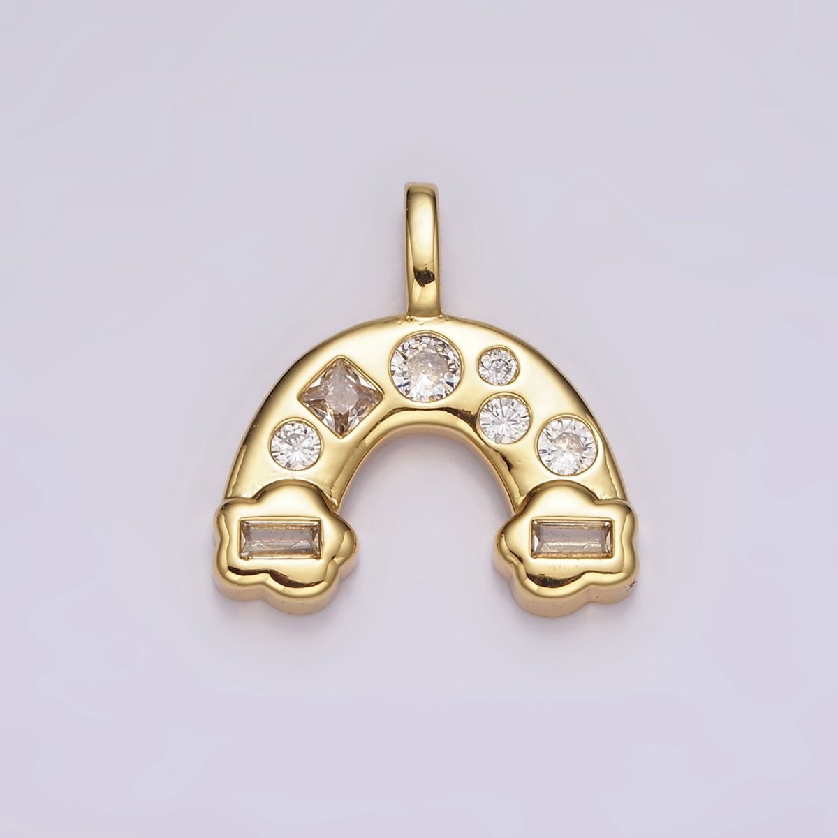 14K Gold Filled 20mm Multicolor, Clear CZ Rainbow Cloud Pendant | AH082 AH084 - DLUXCA