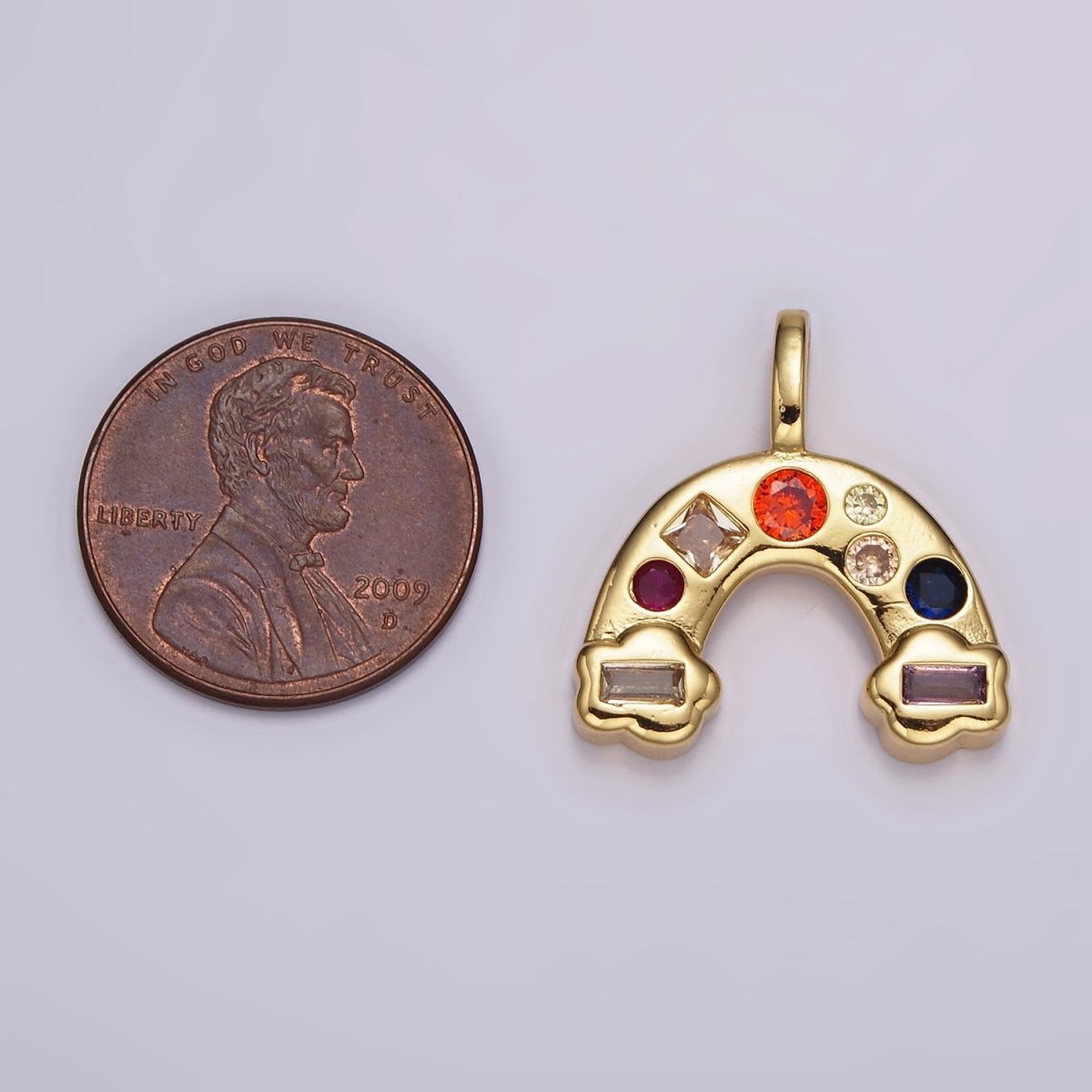 14K Gold Filled 20mm Multicolor, Clear CZ Rainbow Cloud Pendant | AH082 AH084 - DLUXCA