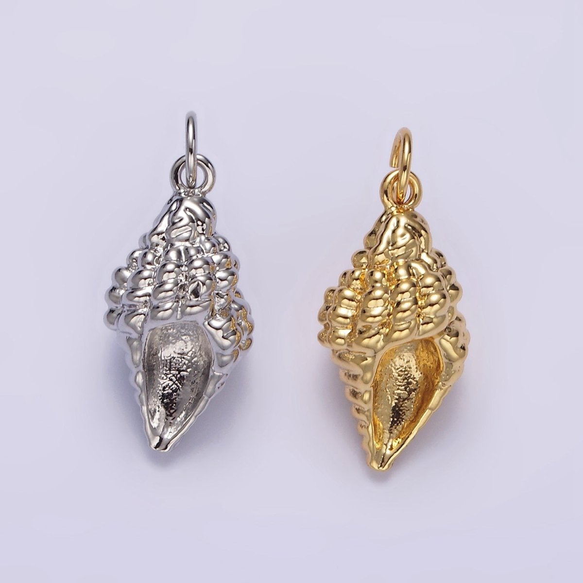 14K Gold Filled 20mm Ocean Clam Sea Shell Add-On Charm in Gold & Silver | N-1083 N-1084 - DLUXCA