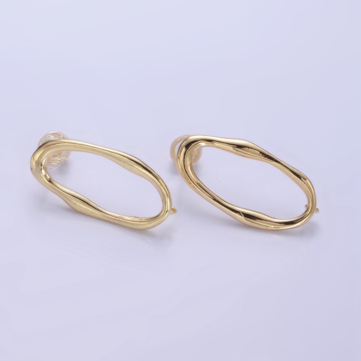 14K Gold Filled 20mm Open Molten Oblong Drop Stud Earrings Findings | Z710 - DLUXCA