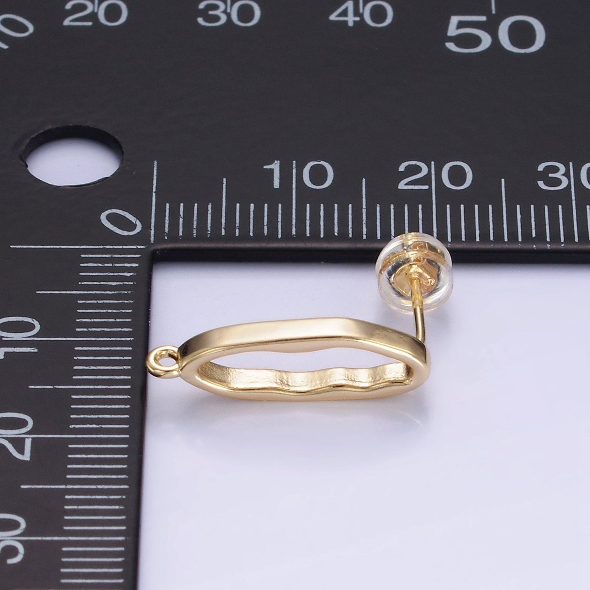 14K Gold Filled 20mm Open Oblong Band Drop Stud Earrings Findings | Z707 - DLUXCA