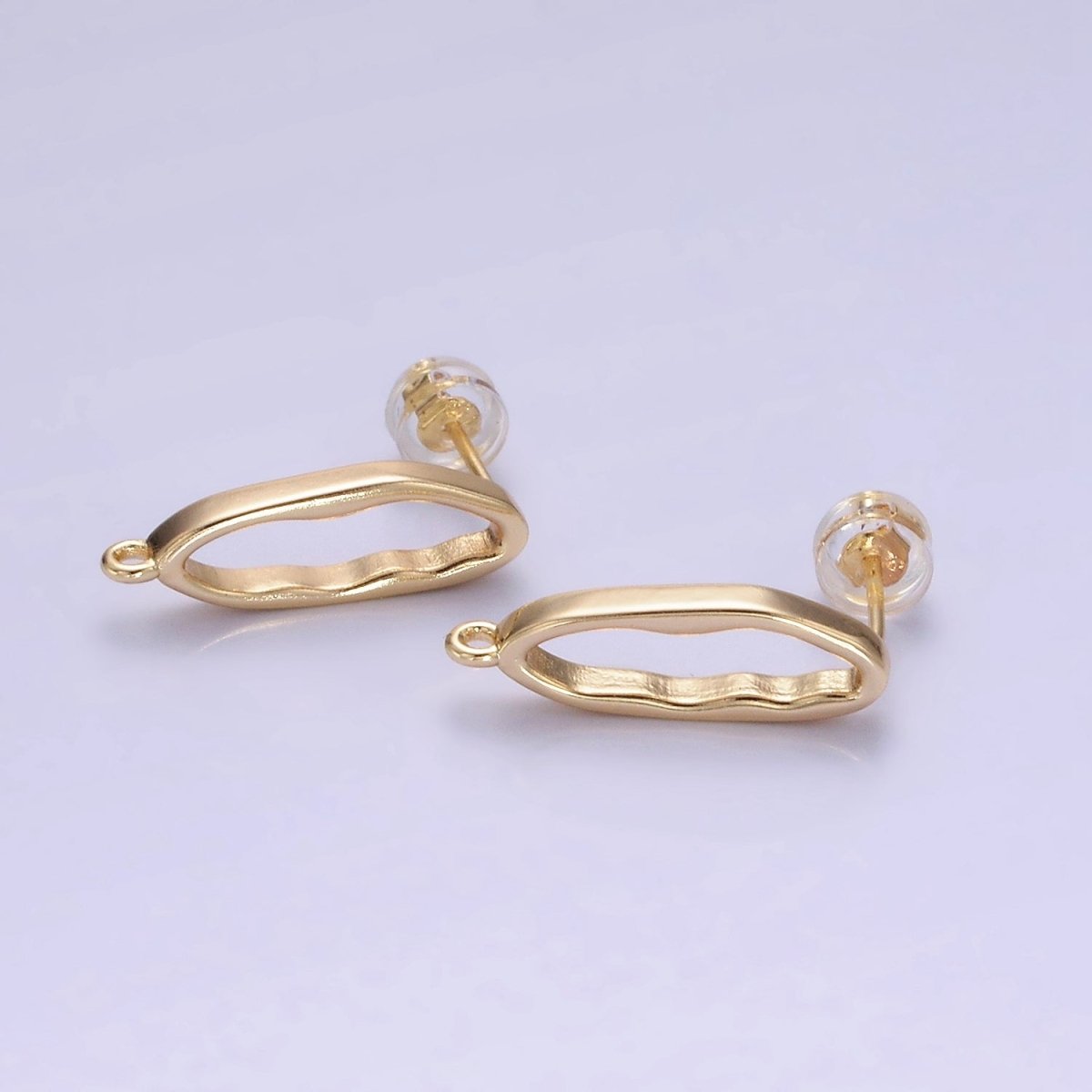 14K Gold Filled 20mm Open Oblong Band Drop Stud Earrings Findings | Z707 - DLUXCA