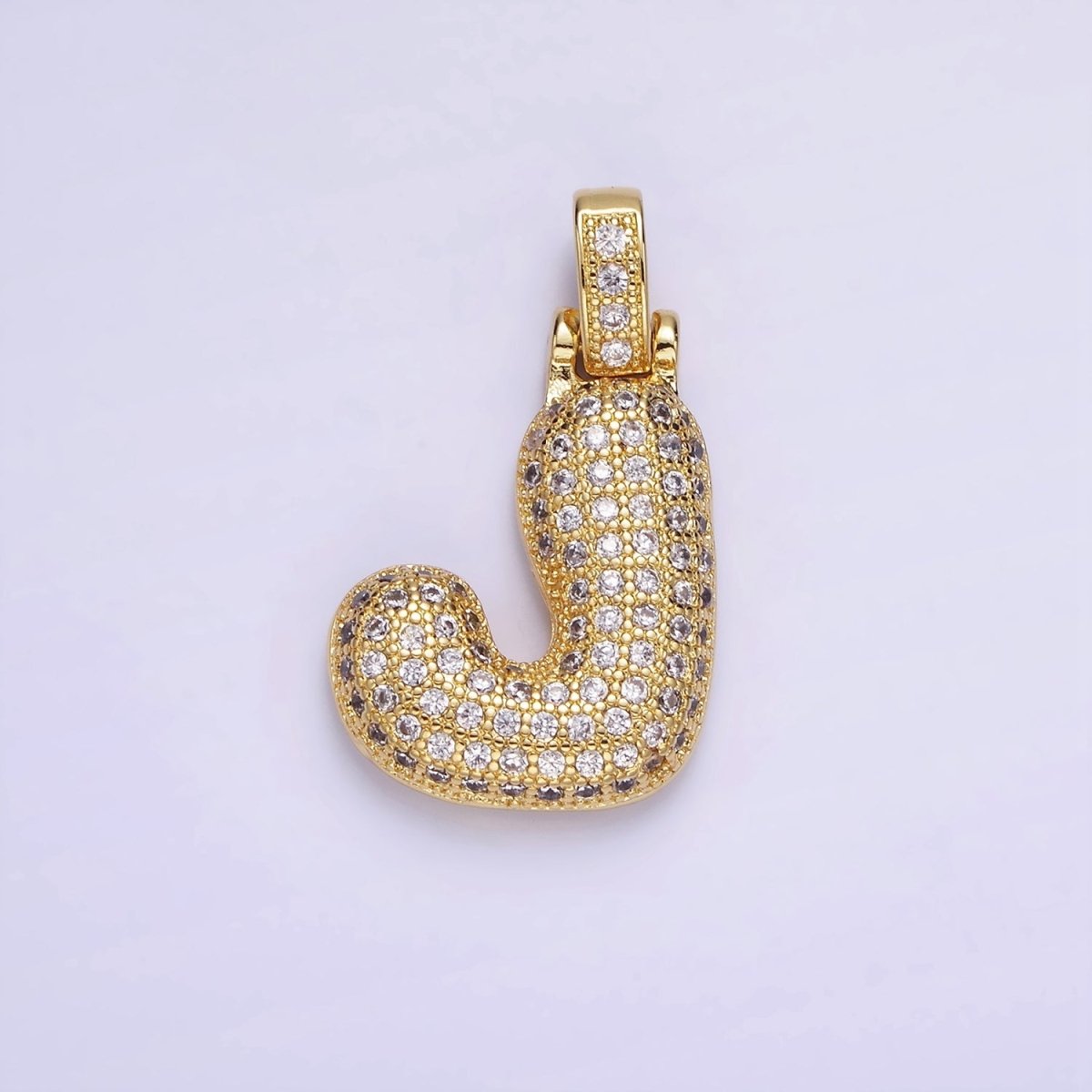 14K Gold Filled 20mm Pave Bubble Initial Charm Balloon Letter Pendant | A1396 - A-1408 - DLUXCA