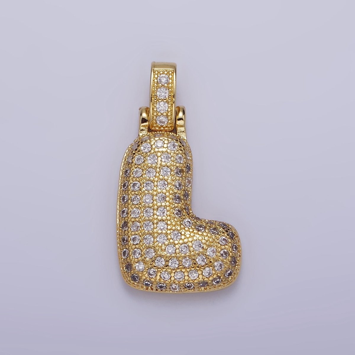 14K Gold Filled 20mm Pave Bubble Initial Charm Balloon Letter Pendant | A1396 - A-1408 - DLUXCA