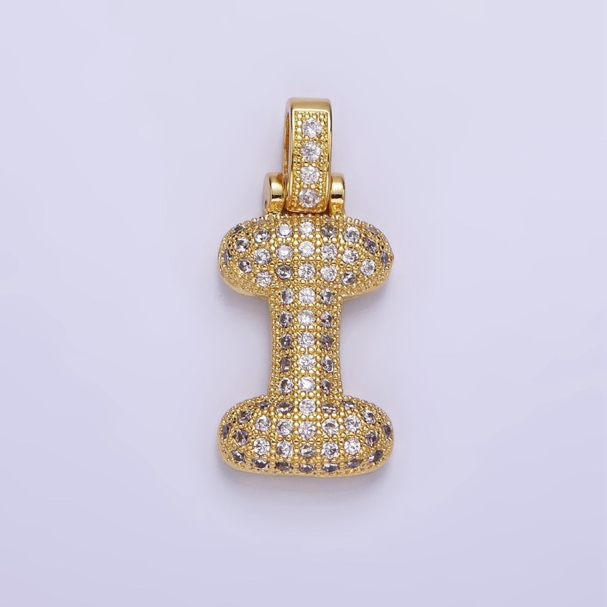 14K Gold Filled 20mm Pave Bubble Initial Charm Balloon Letter Pendant | A1396 - A-1408 - DLUXCA