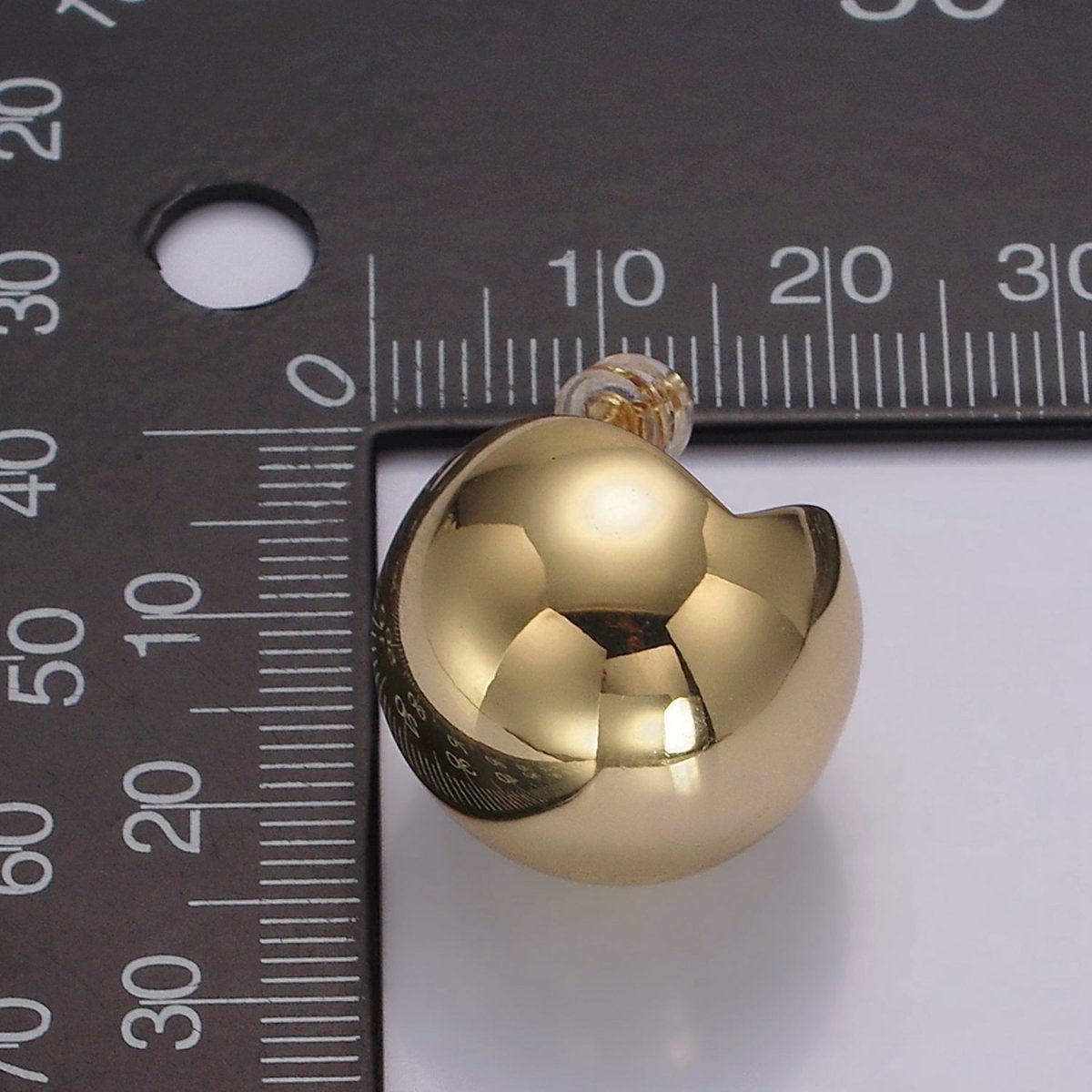 14K Gold Filled 20mm Round Ball Dome Stud Earrings in Gold & Silver | AE379 AE380 - DLUXCA