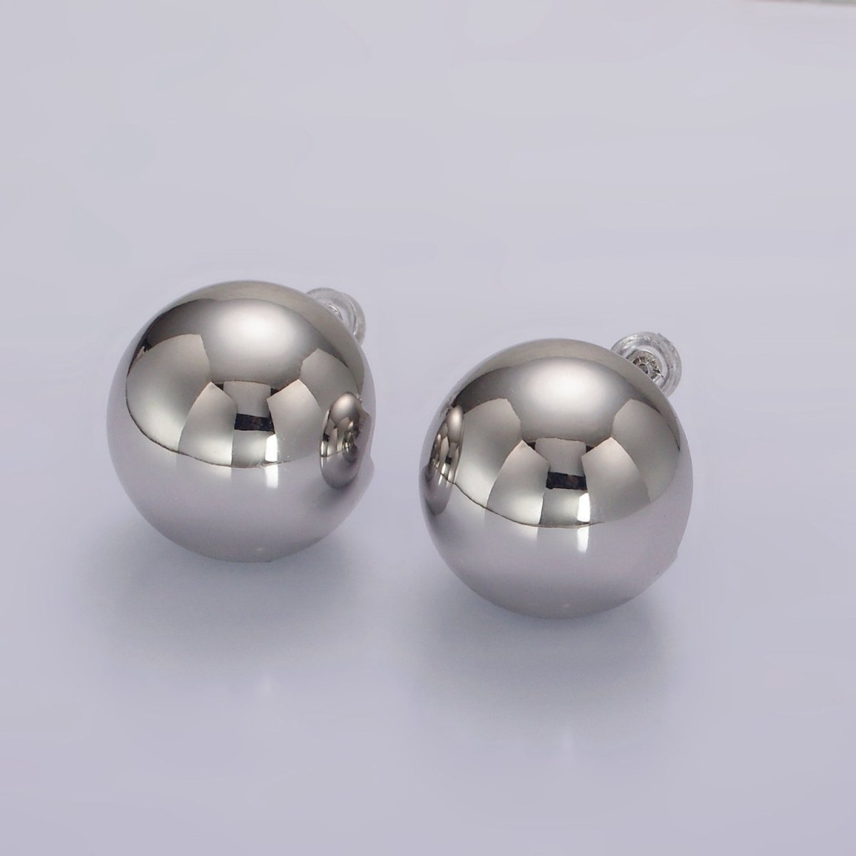 14K Gold Filled 20mm Round Ball Dome Stud Earrings in Gold & Silver | AE379 AE380 - DLUXCA
