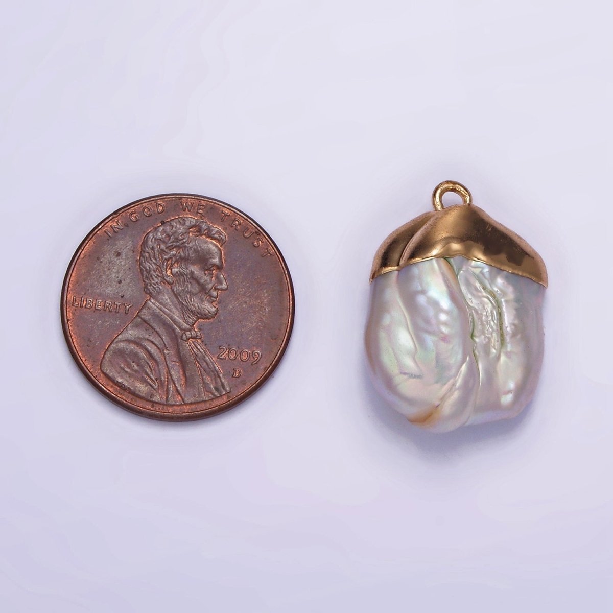 14K Gold Filled 20mm White Freshwater Pearl Dipped Pendant | P1615 - DLUXCA