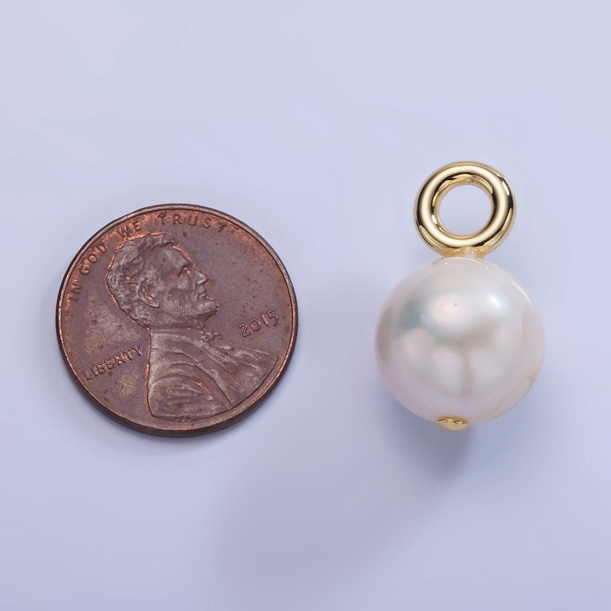 14K Gold Filled 20mm White Freshwater Pearl Round Drop Pendant | P1712 - DLUXCA