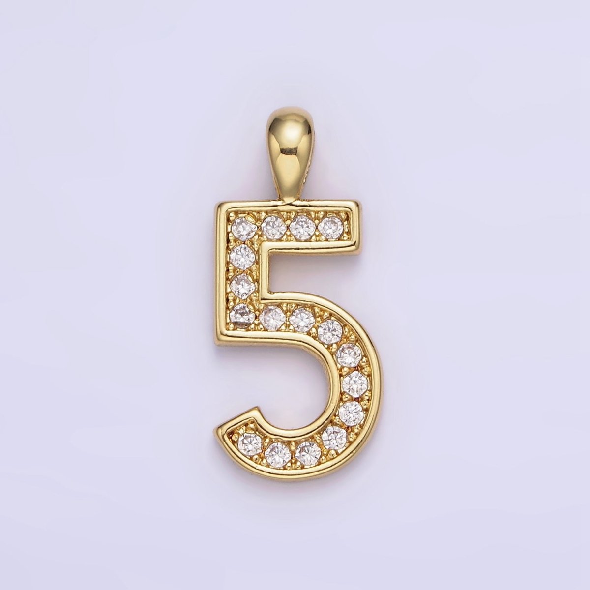 14K Gold Filled 21.5mm Clear Micro Paved CZ Number 0-9 Pendant | N1233 - N1242 - DLUXCA