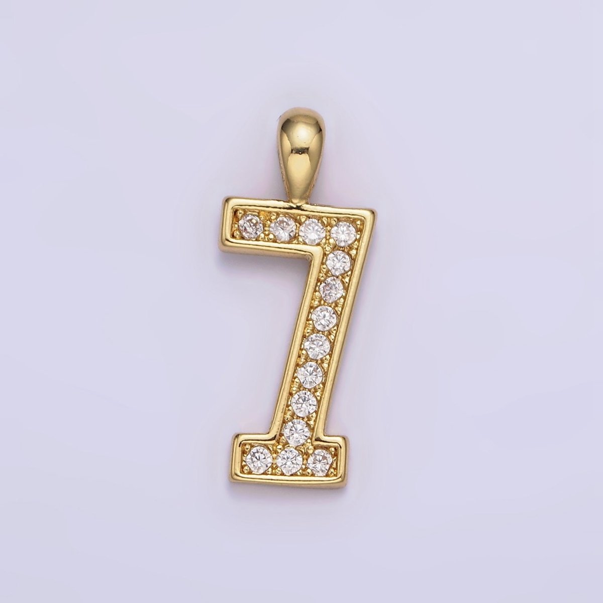 14K Gold Filled 21.5mm Clear Micro Paved CZ Number 0-9 Pendant | N1233 - N1242 - DLUXCA