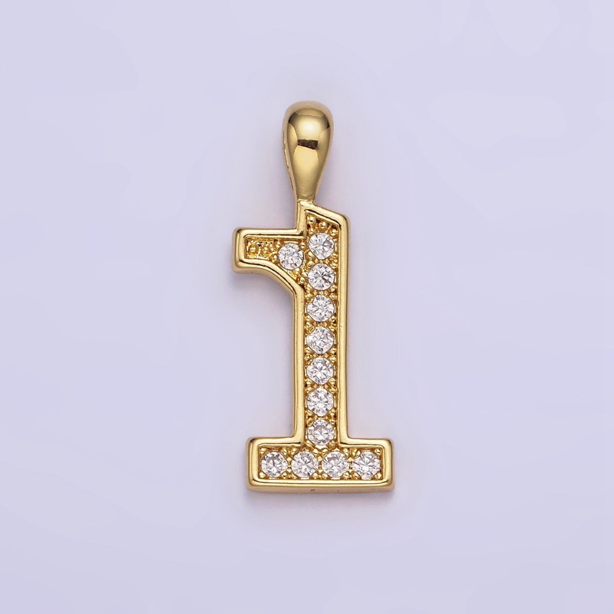 14K Gold Filled 21.5mm Clear Micro Paved CZ Number 0-9 Pendant | N1233 - N1242 - DLUXCA