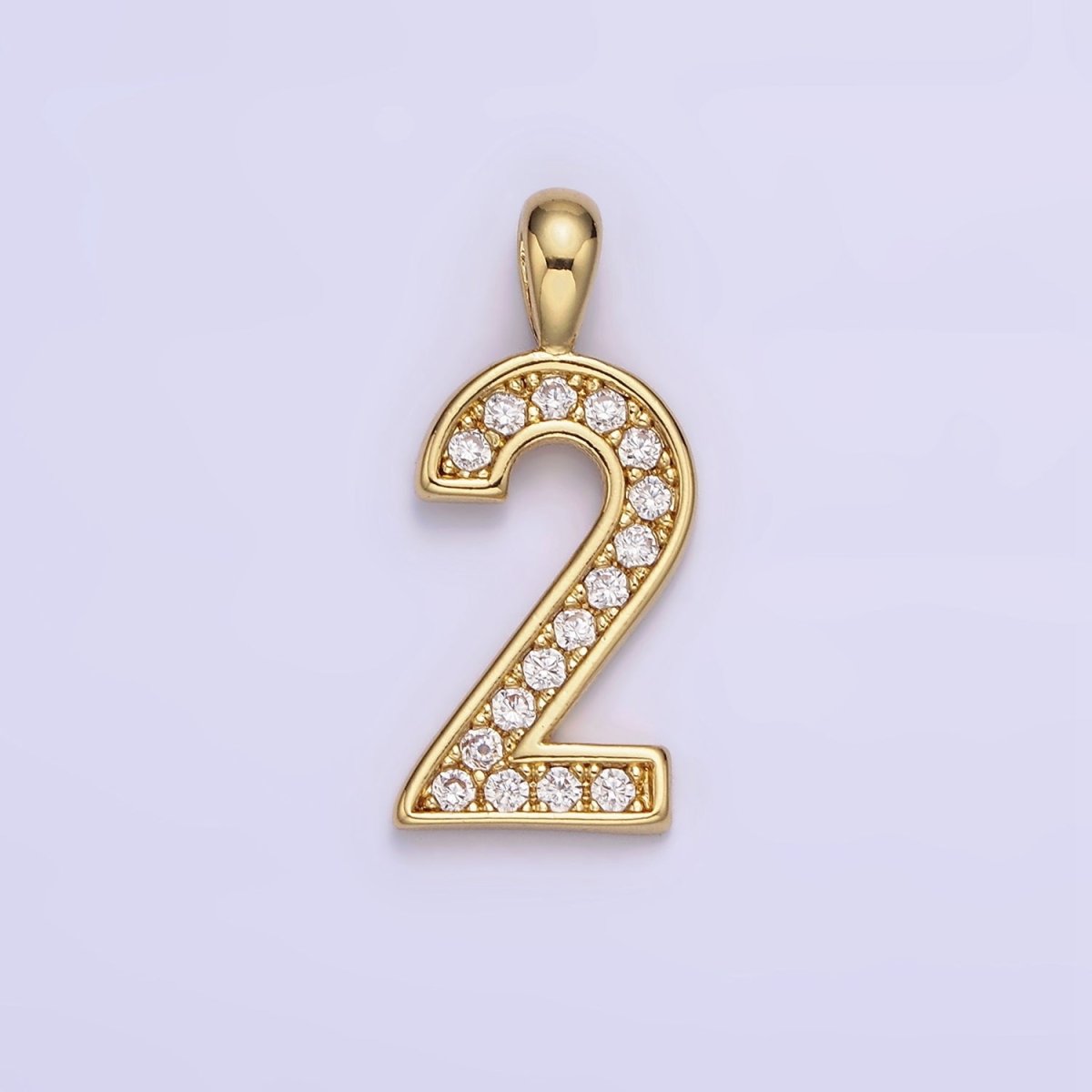 14K Gold Filled 21.5mm Clear Micro Paved CZ Number 0-9 Pendant | N1233 - N1242 - DLUXCA