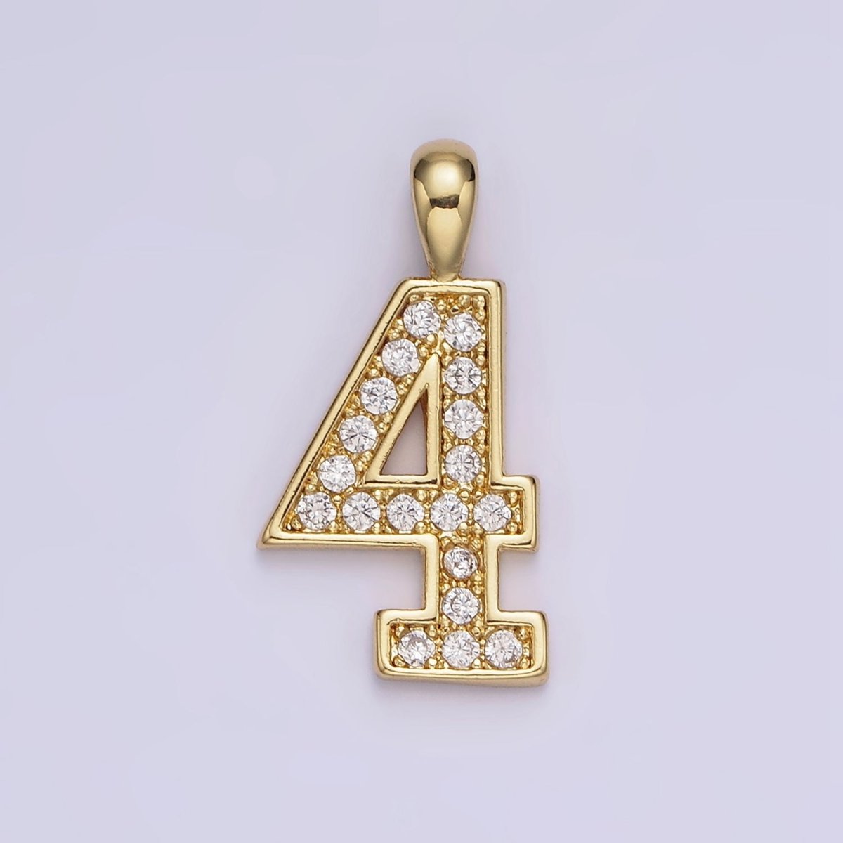 14K Gold Filled 21.5mm Clear Micro Paved CZ Number 0-9 Pendant | N1233 - N1242 - DLUXCA